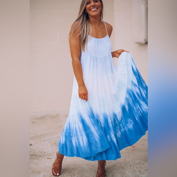 NWT Indy Blue Multi Tie Dye Midi Dress - Picture 6 of 6